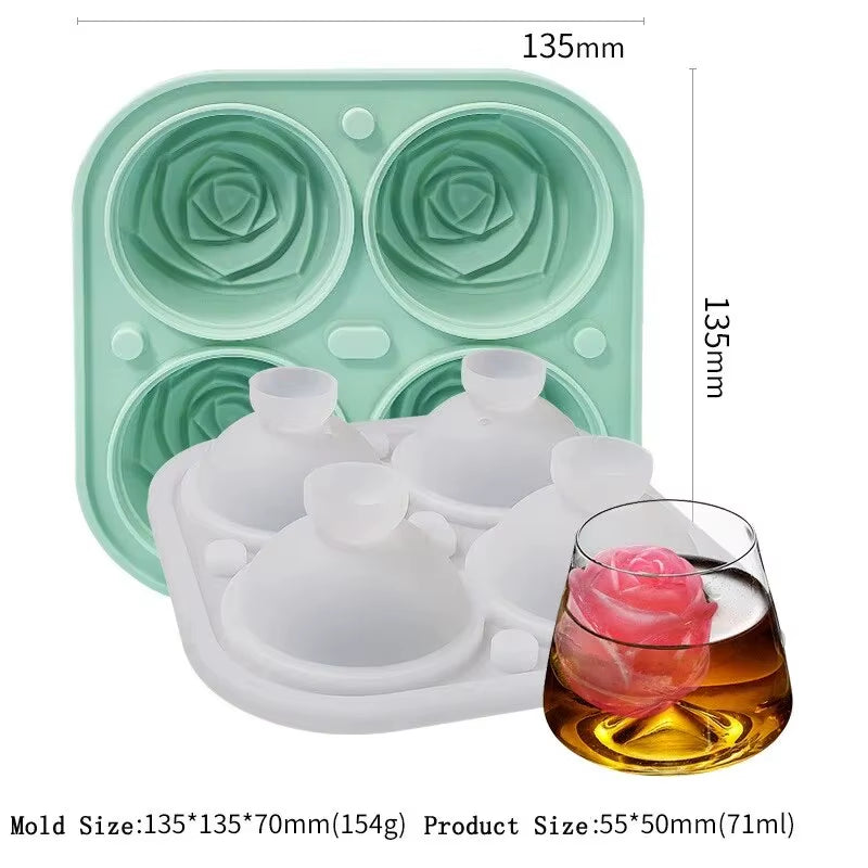 Create Stunning 3D Rose Ice Cubes with Our 2.5 Inch Silicone Ice Mold - Perfect for Elegant Drinks and Parties!