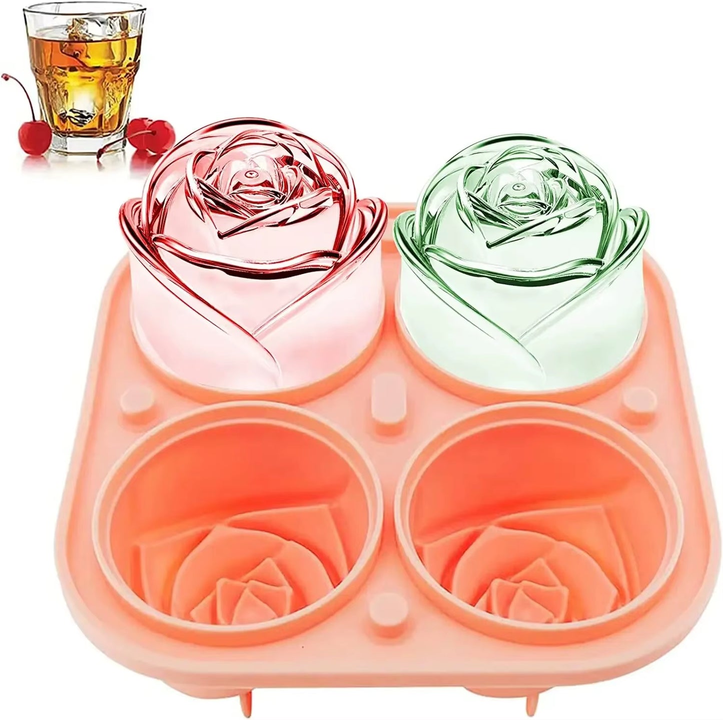 Create Stunning 3D Rose Ice Cubes with Our 2.5 Inch Silicone Ice Mold - Perfect for Elegant Drinks and Parties!